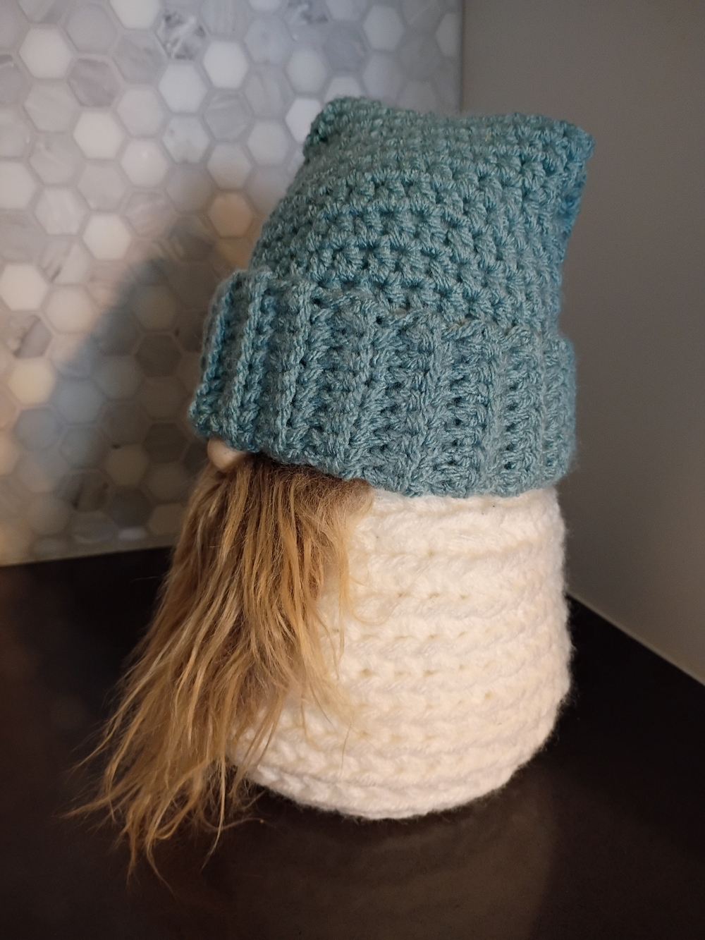 Handmade Crochet Gnome with Knit Hat - Picture 2 of 4